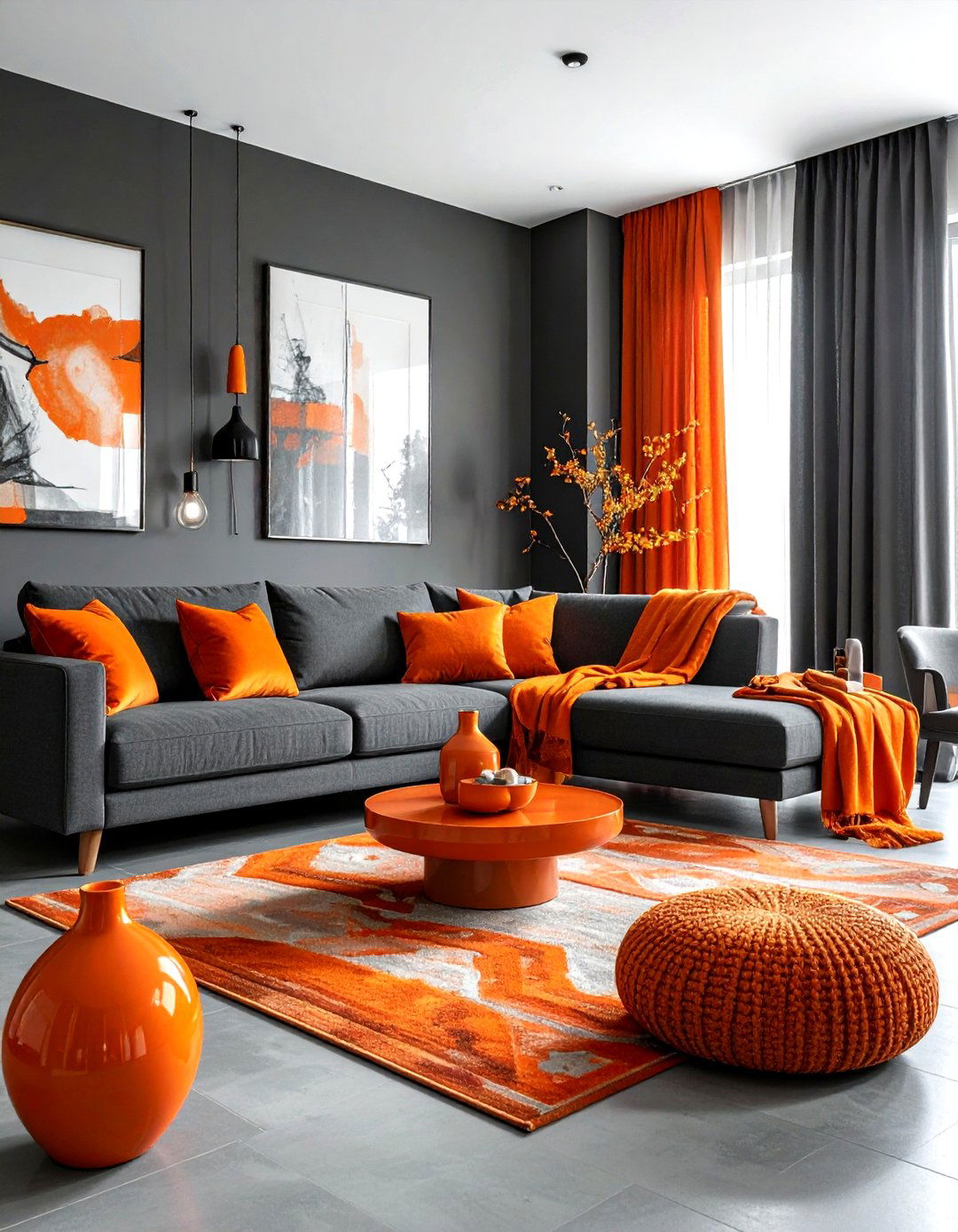 Gray and orange living room - 30 modern gray living room ideas