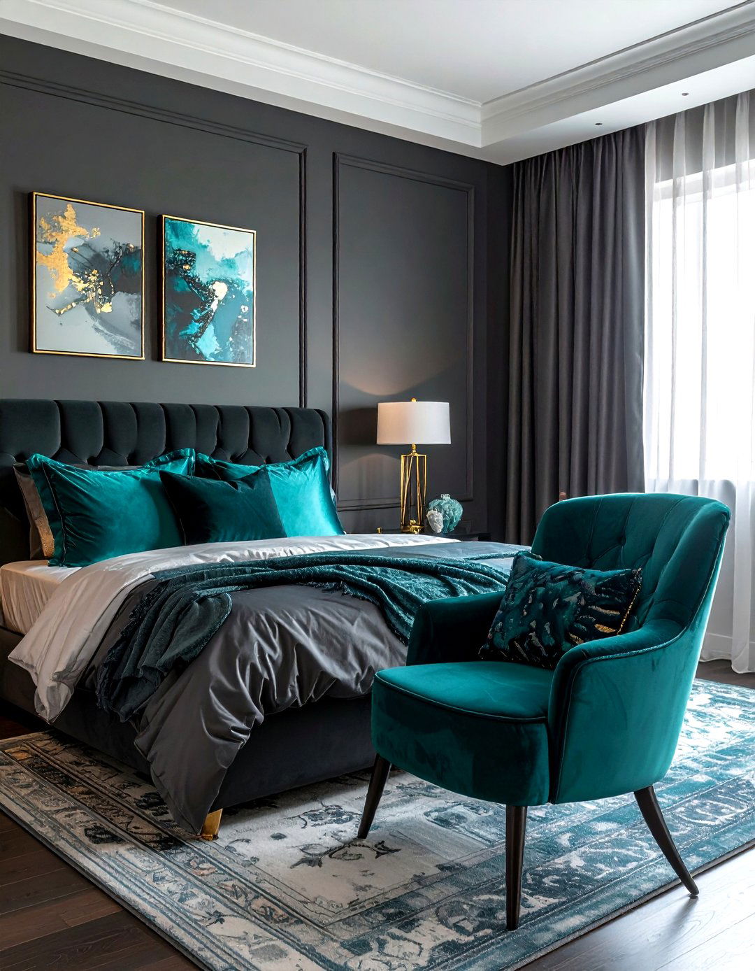 Gray and teal bedroom - 30 gray bedroom decor ideas
