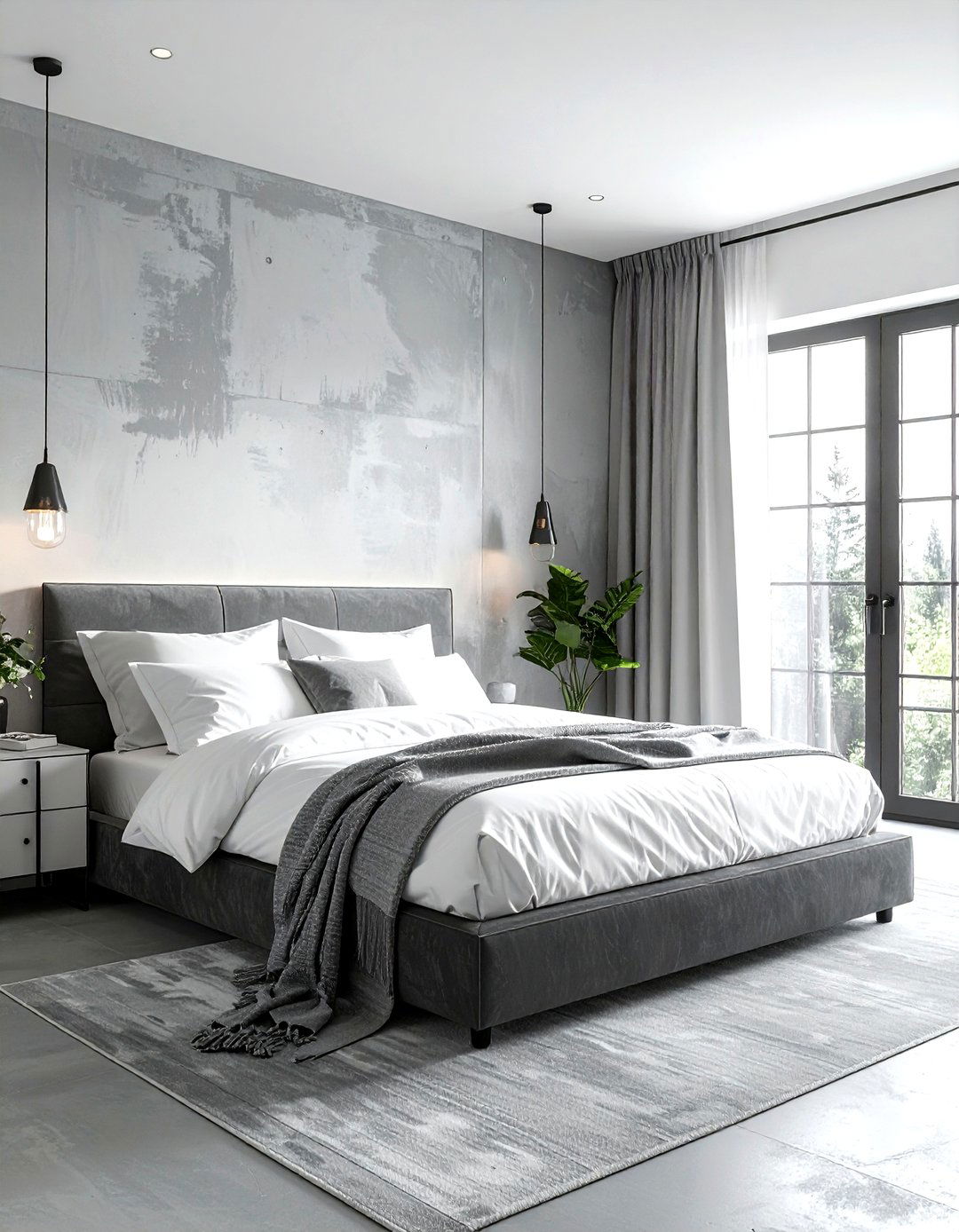 Gray and white industrial bedroom - 30 industrial white bedroom ideas