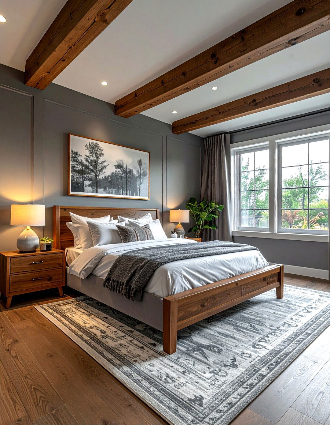 Gray and wood bedroom - 30 gray bedroom decor ideas