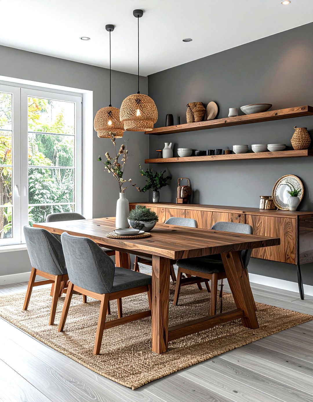 Gray and wood dining room - 30 gray dining room design ideas