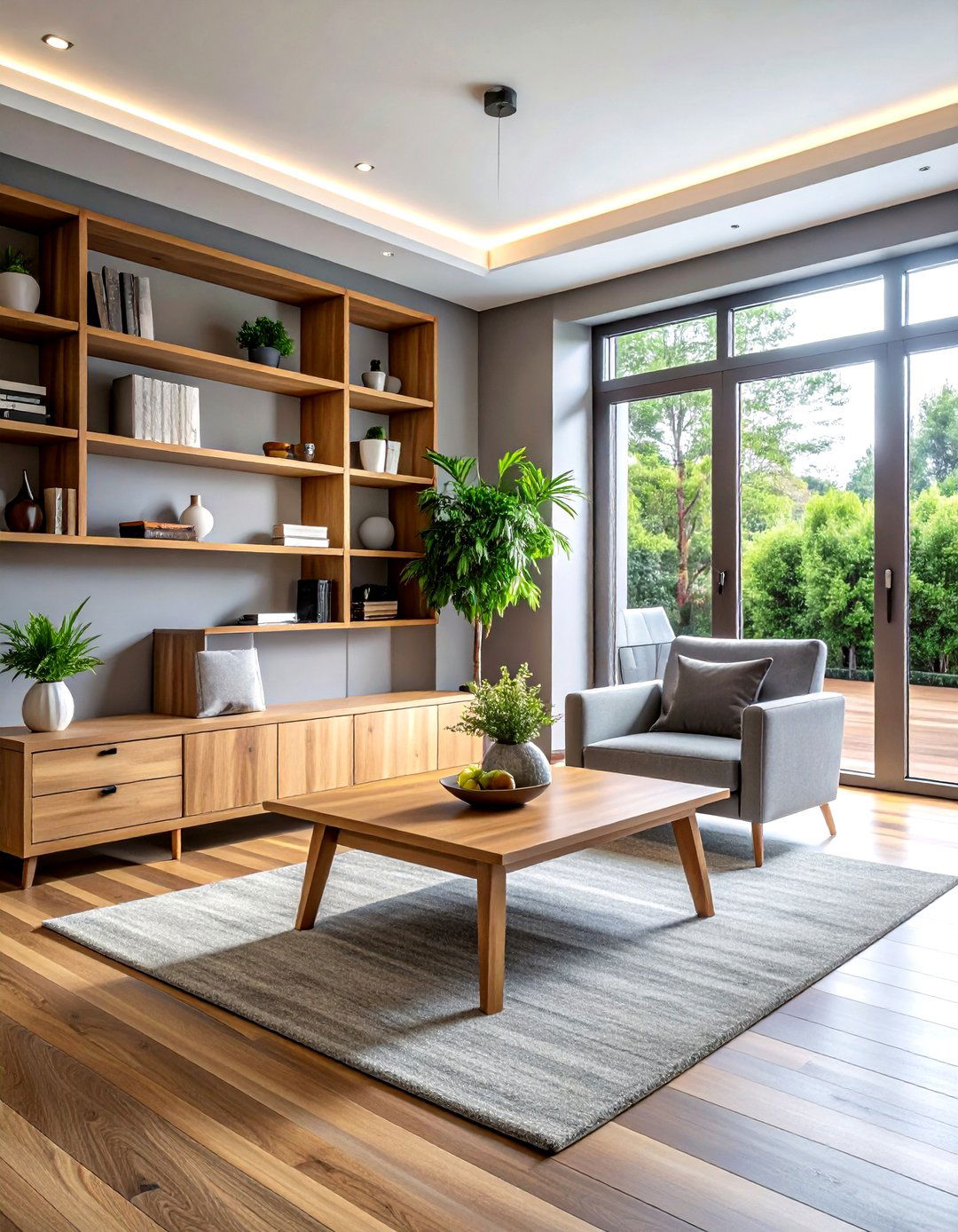 Gray and wood living room - 30 minimalist gray living room ideas