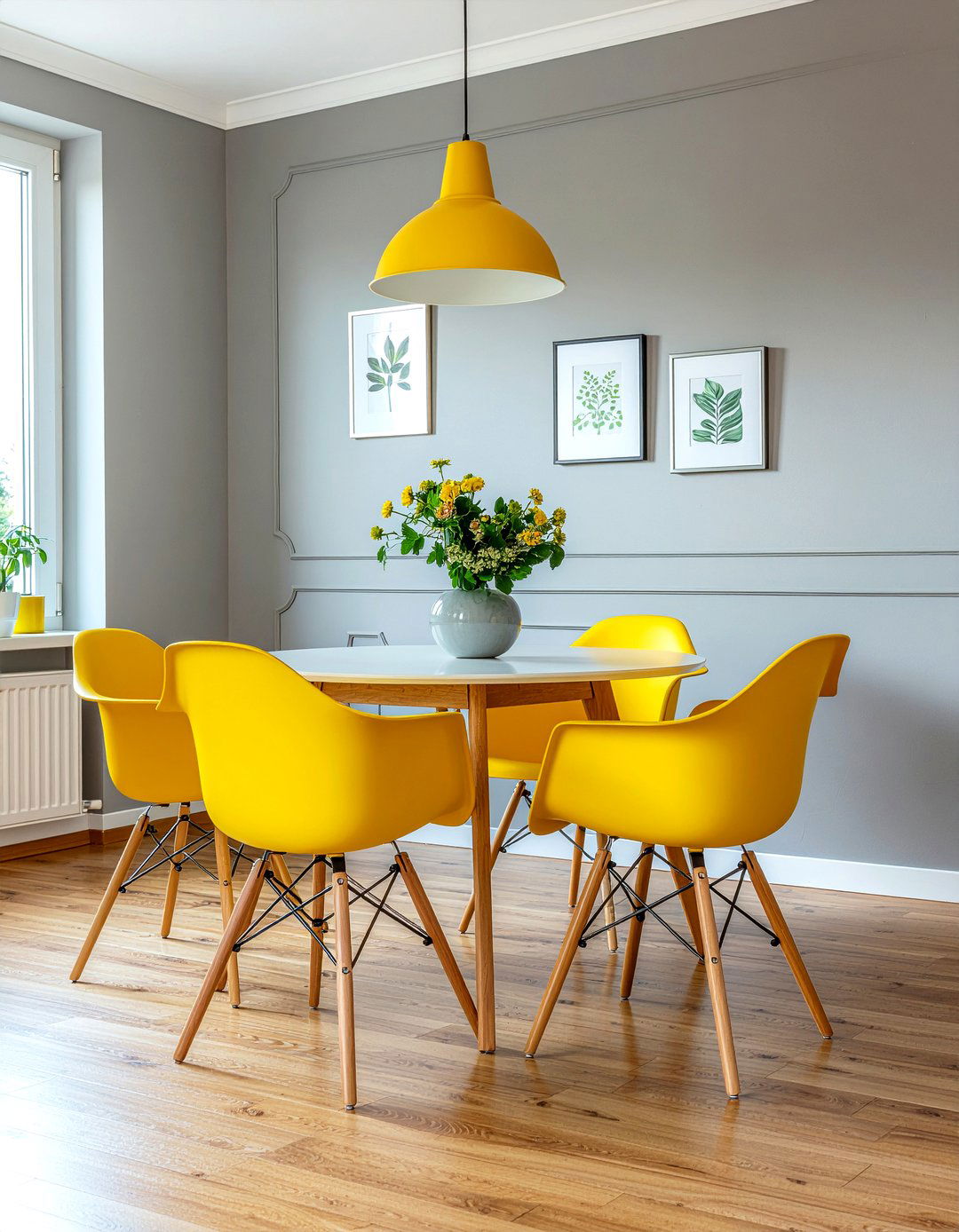 Gray and yellow dining room - 30 gray dining room ideas