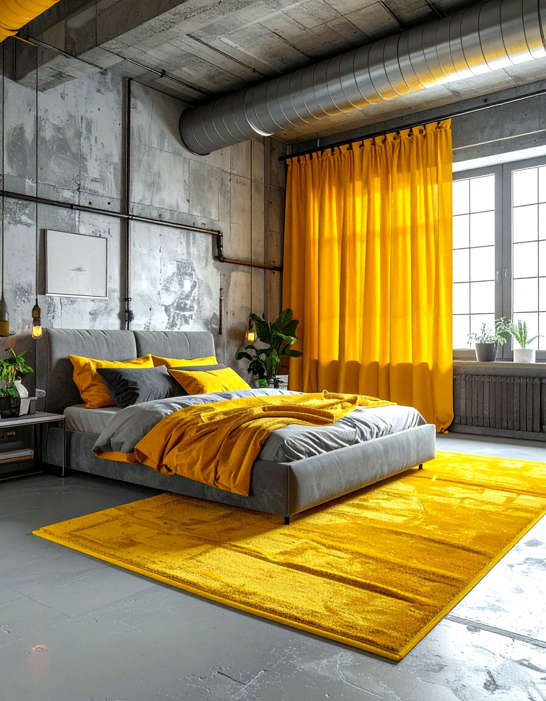 Gray and yellow loft bedroom - 30 gray and yellow bedroom ideas