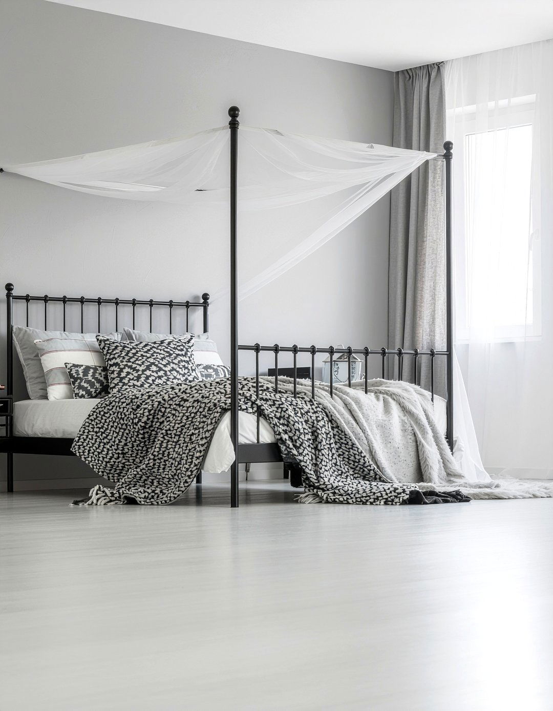 Gray bedroom canopy bed - 30 warm gray bedroom ideas