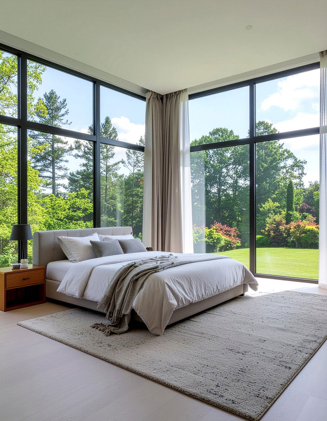 Gray bedroom large windows - 30 warm gray bedroom ideas