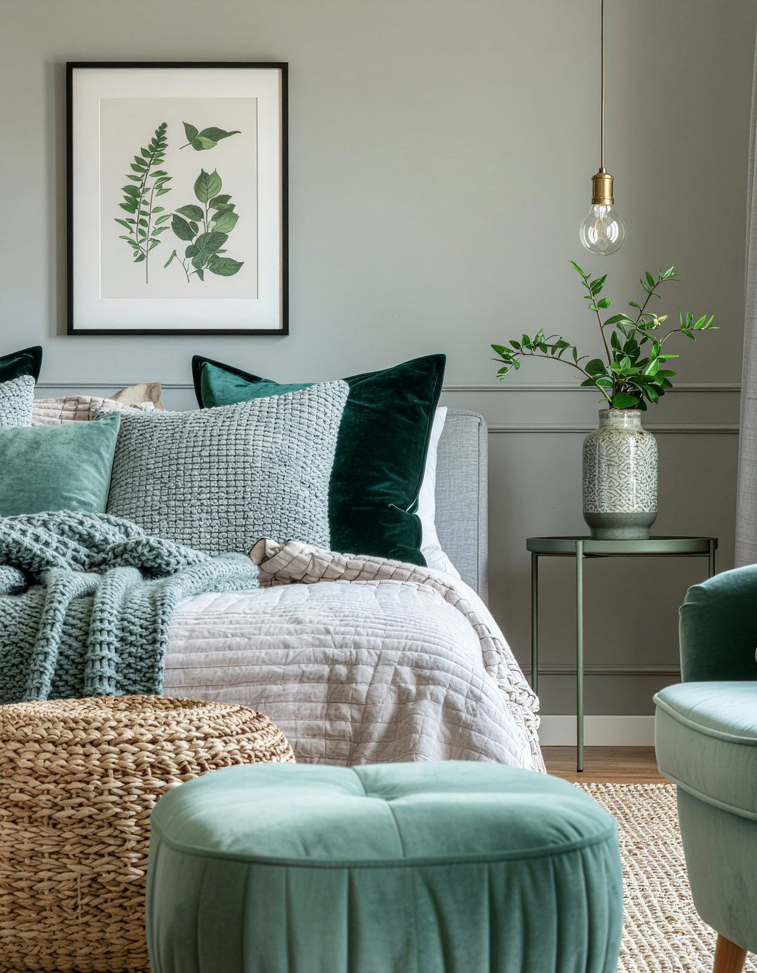 Gray bedroom sage green accents - 30 warm gray bedroom ideas