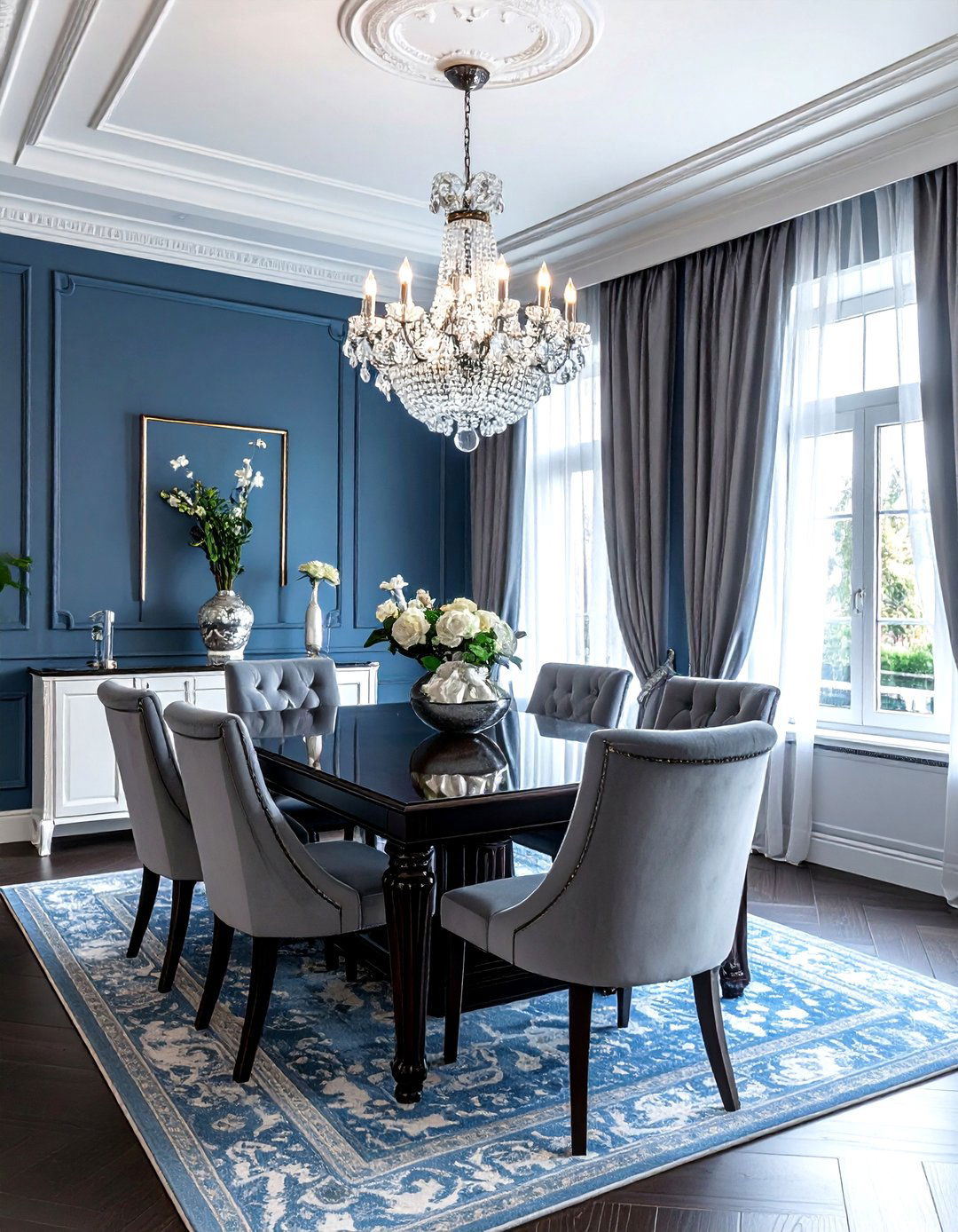 Gray blue dining room - 30 blue paint color ideas
