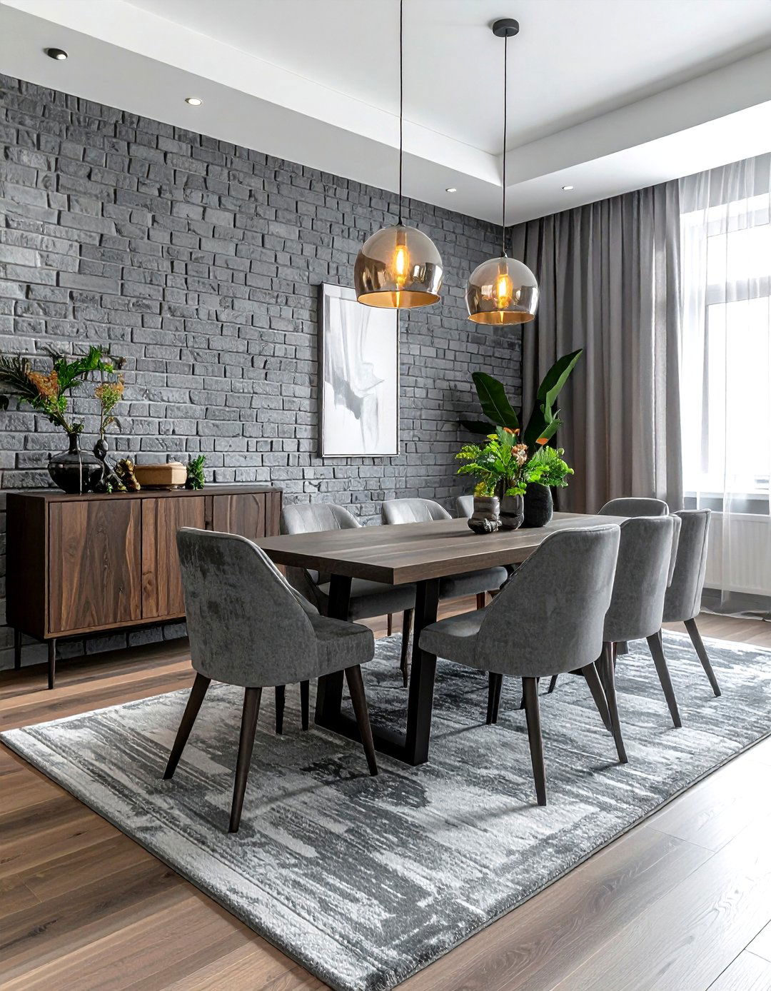 Gray brick dining room - 30 gray dining room design ideas