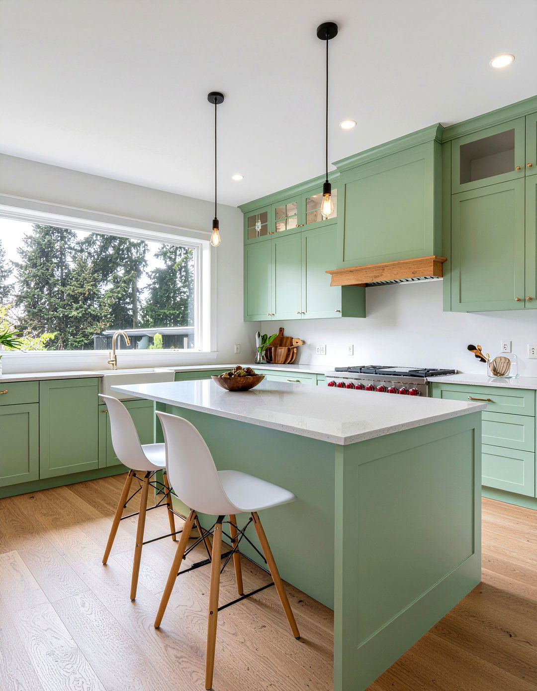 Gray countertops green cabinets - 30 gray countertop kitchen ideas
