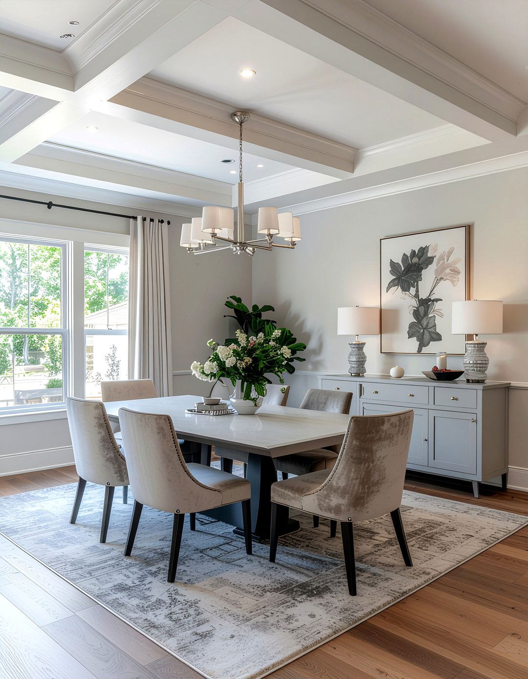 Gray dining room coffered ceiling - 30 dining room coffered ceiling ideas