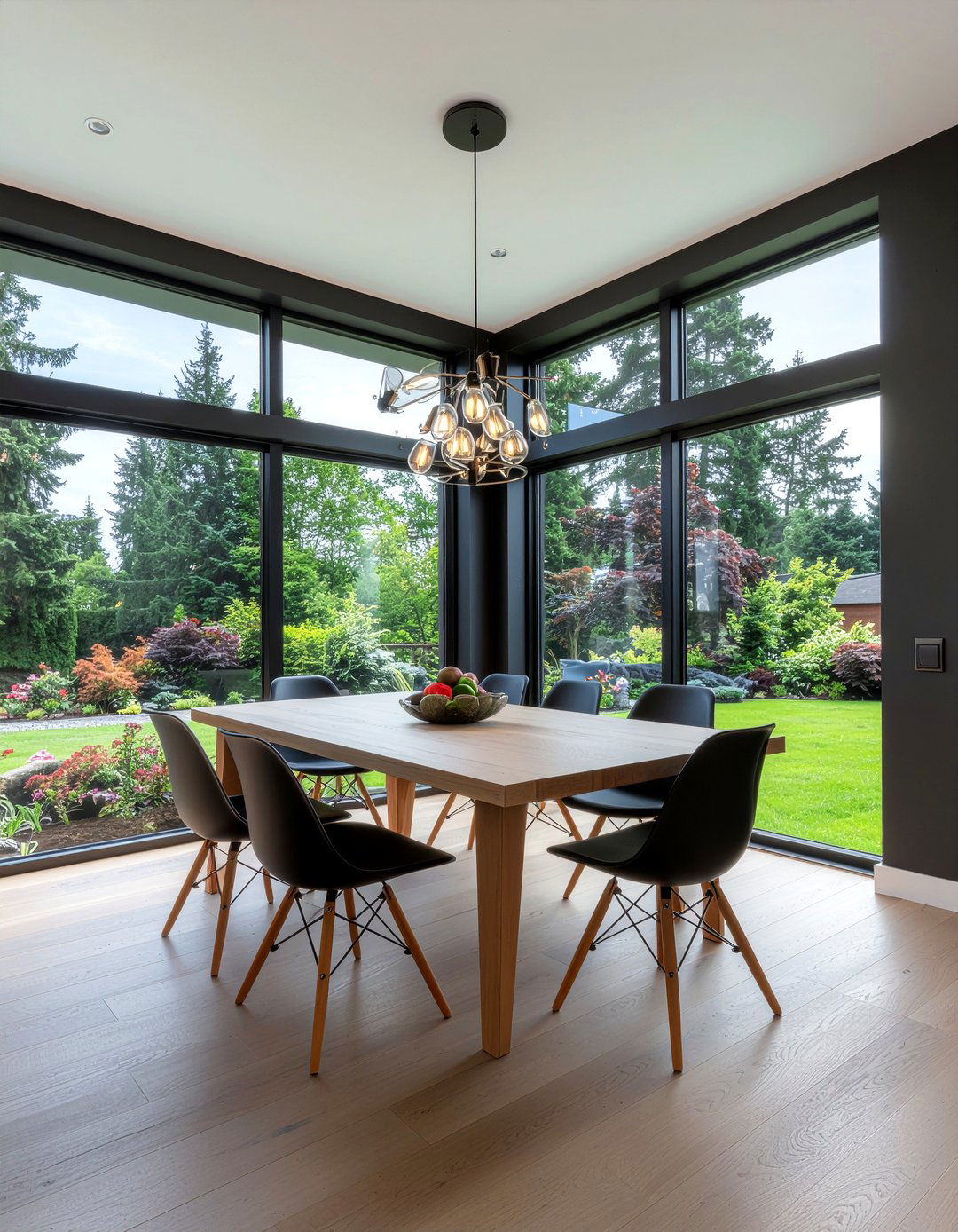 Gray dining room large windows - 30 dark gray dining room ideas