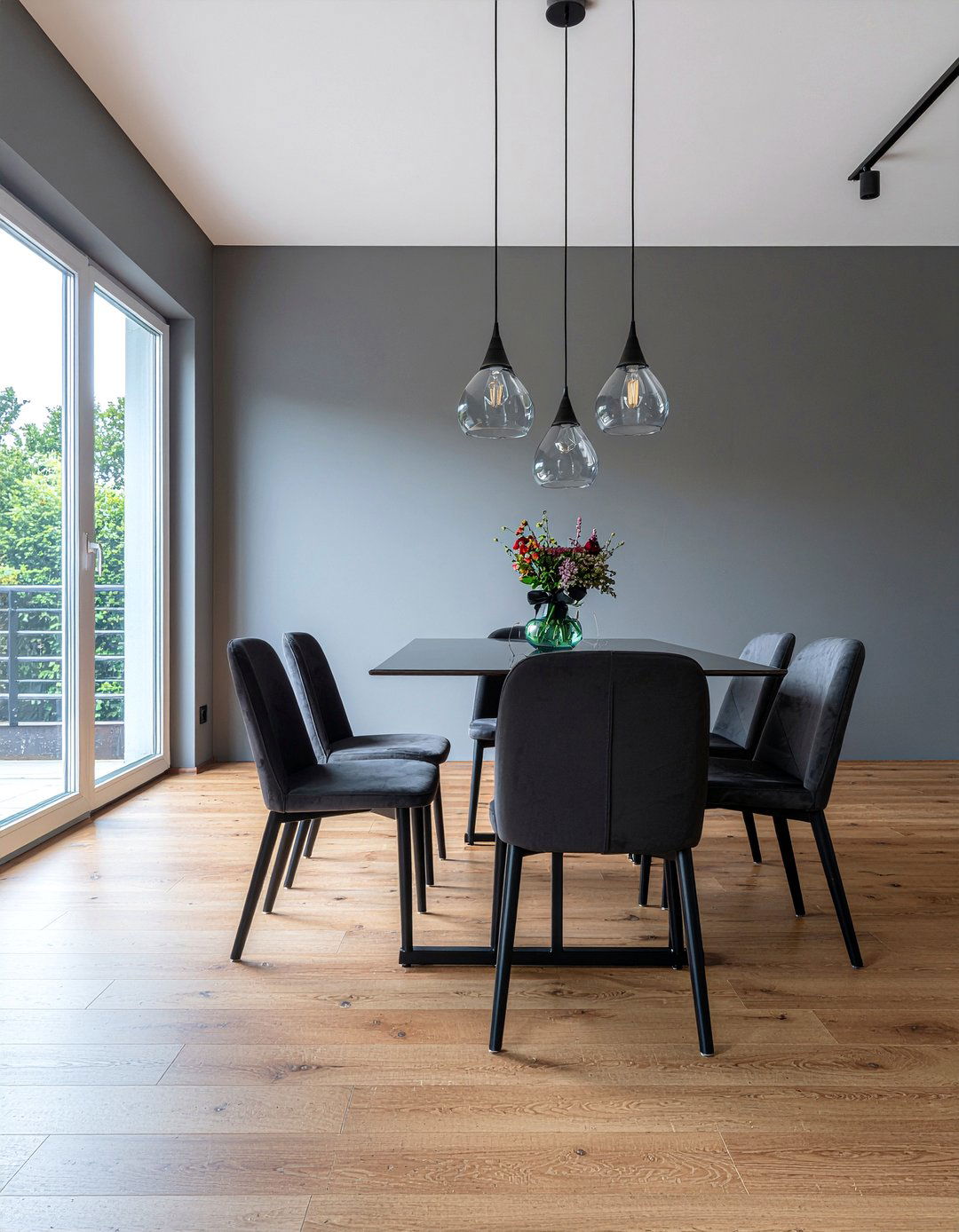 Gray dining room pendant lights - 30 dark gray dining room ideas