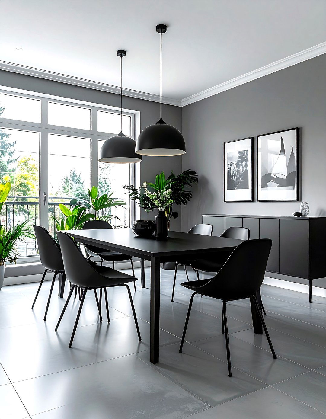 Gray dining room with black furniture - 30 cool gray dining room ideas