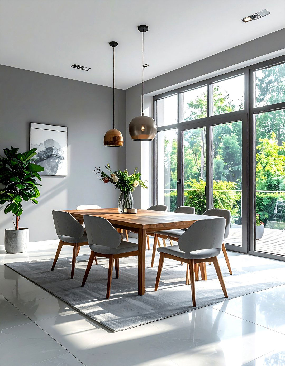 Gray dining room with large windows - 30 cool gray dining room ideas