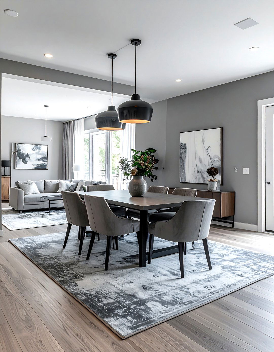 Gray dining room with open floor plan - 30 cool gray dining room ideas