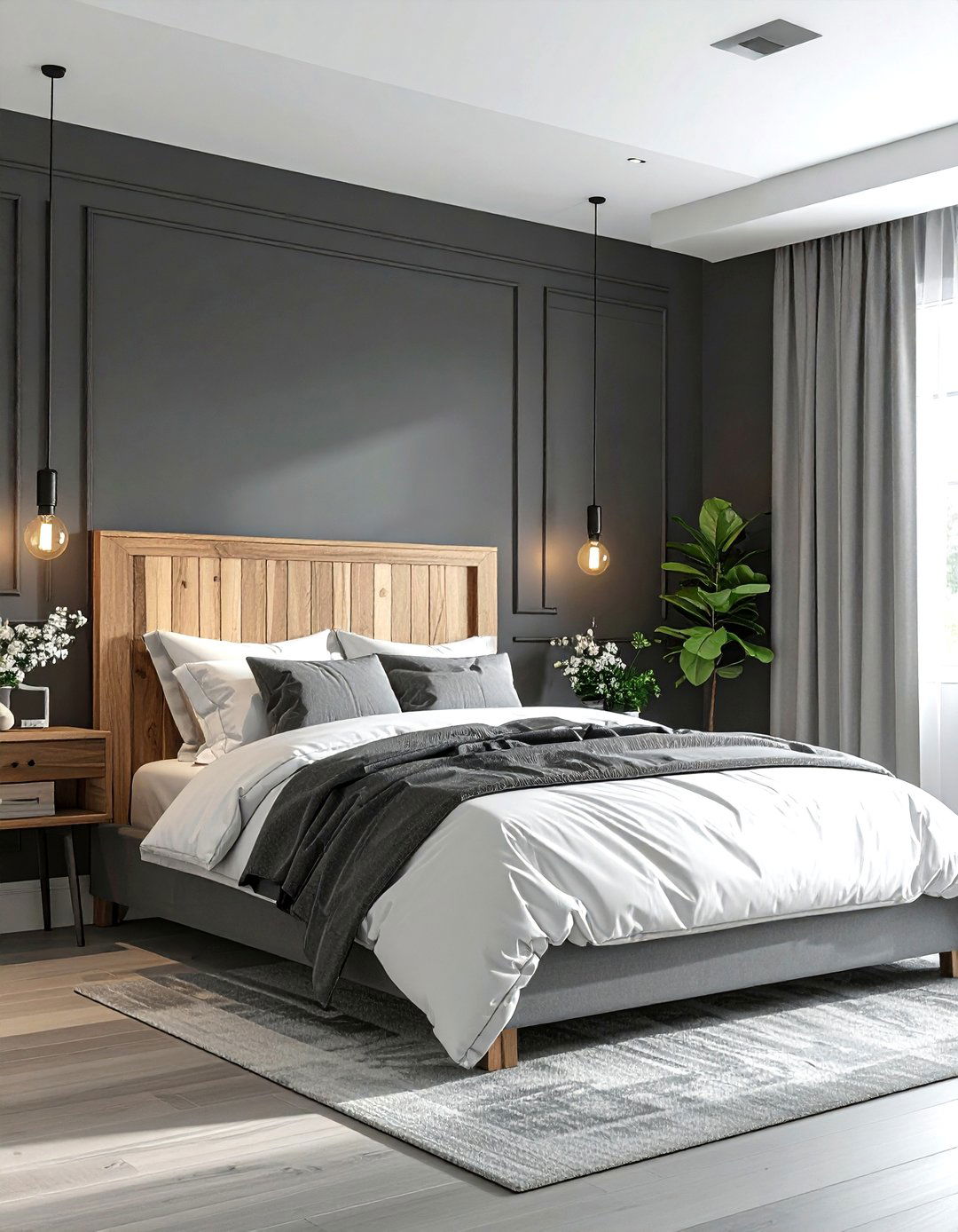 Gray farmhouse bedroom accent wall - 30 farmhouse gray bedroom ideas