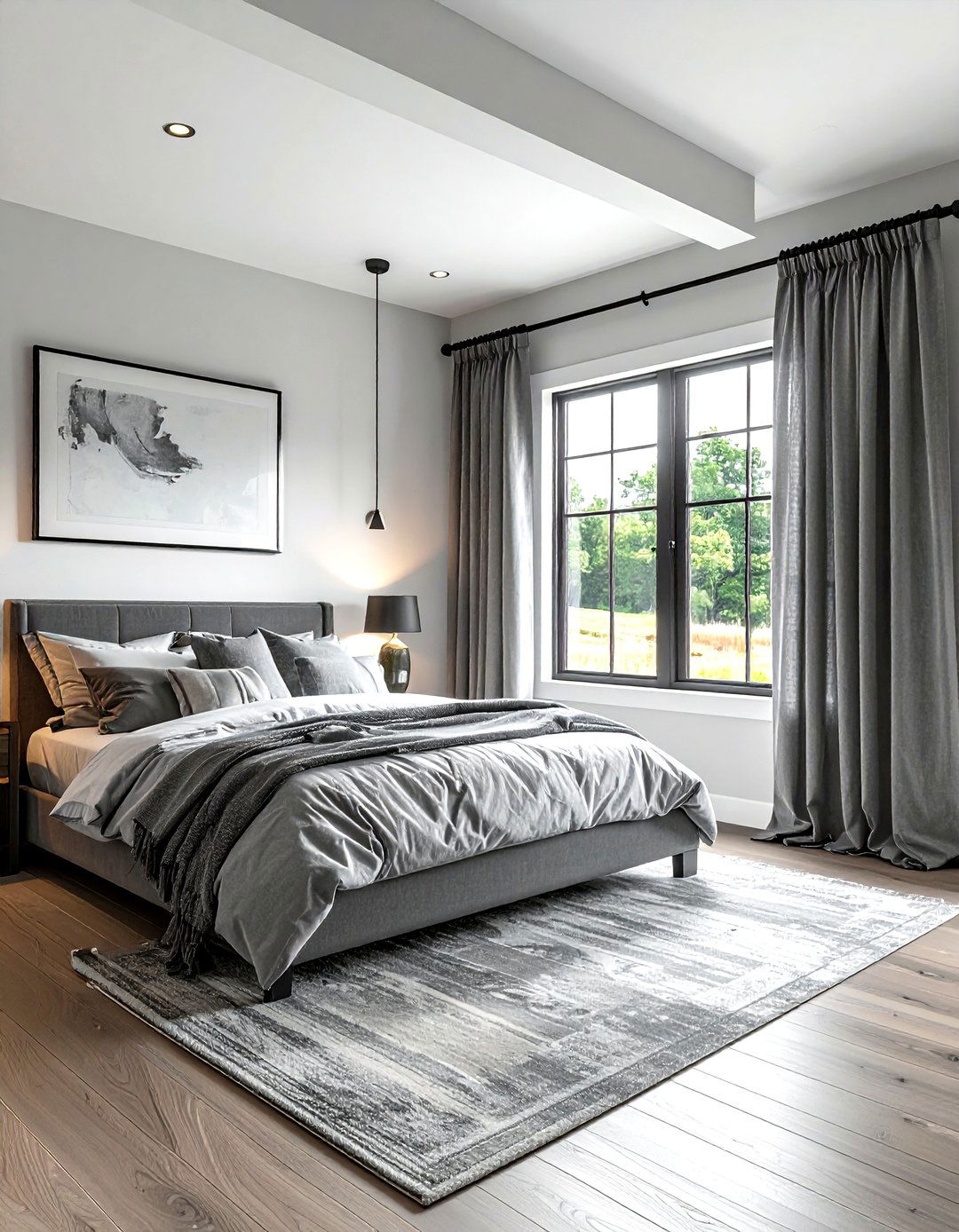 Gray farmhouse bedroom curtains - 30 farmhouse gray bedroom ideas