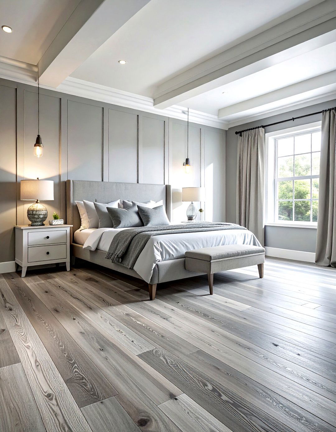 Gray farmhouse bedroom flooring - 30 farmhouse gray bedroom ideas