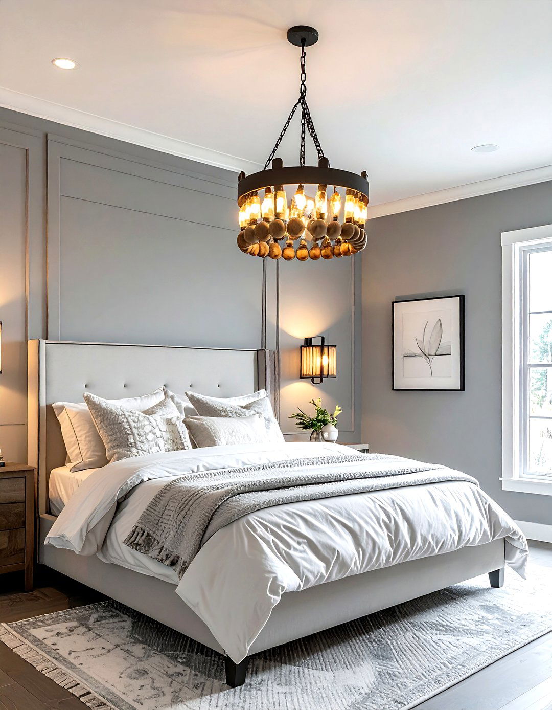Gray farmhouse bedroom lighting - 30 farmhouse gray bedroom ideas