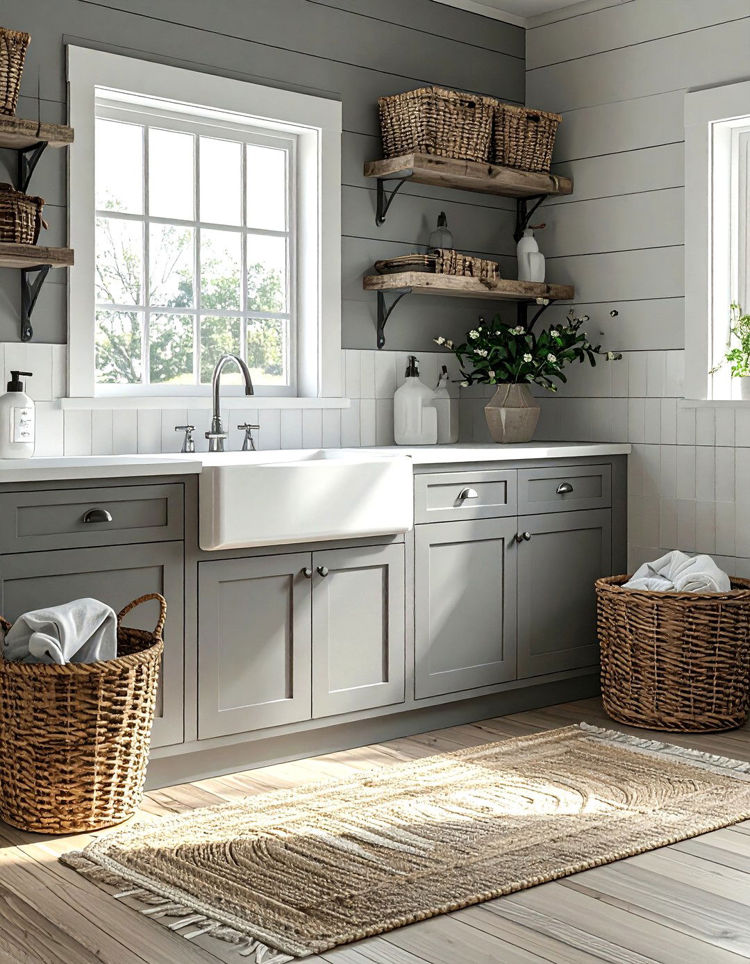 Gray farmhouse laundry room - 30 gray decor ideas