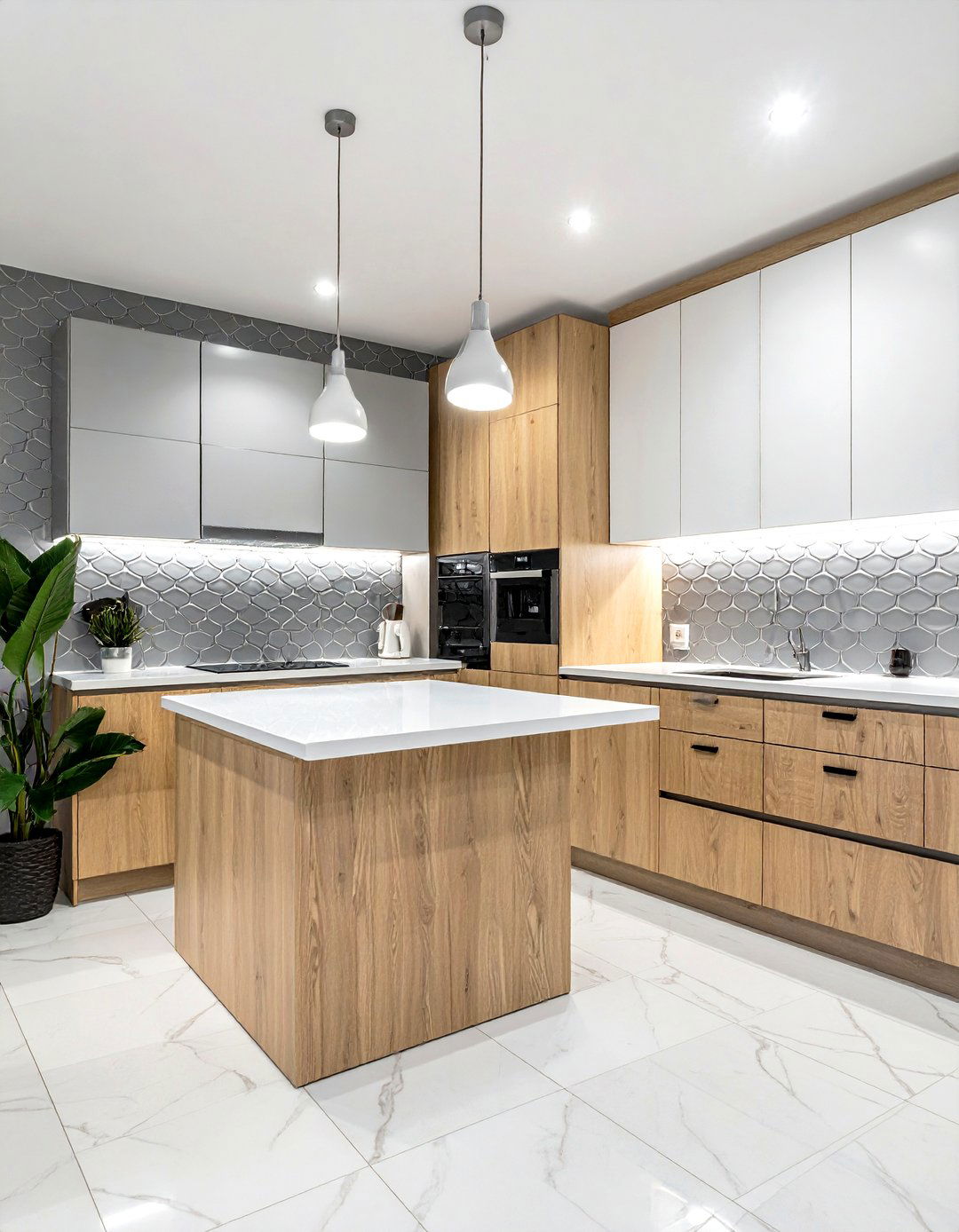 Gray fish scale tile kitchen - 30 fish scale tile kitchen backsplash ideas