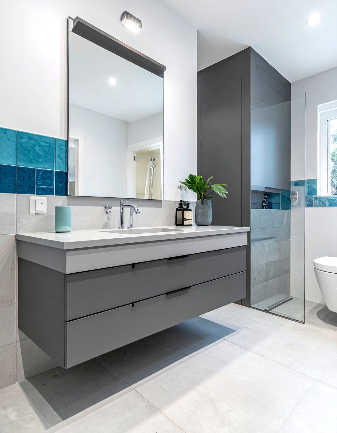 Gray floating vanity - 30 floating vanity ideas