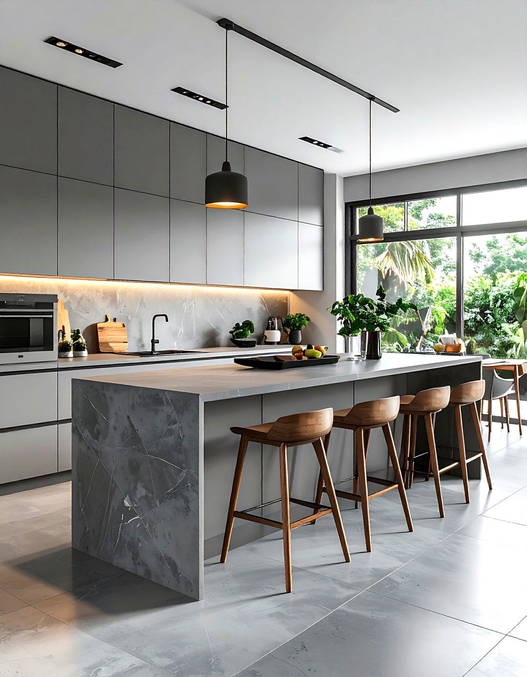 Gray kitchen breakfast bar - 30 gray kitchen decor ideas