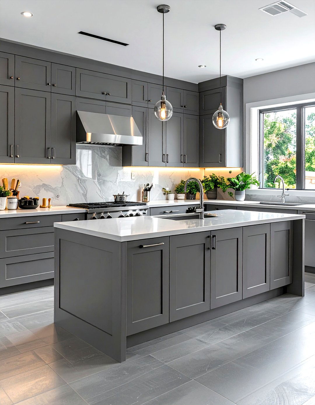 Gray kitchen chrome hardware - 30 gray kitchen decor ideas
