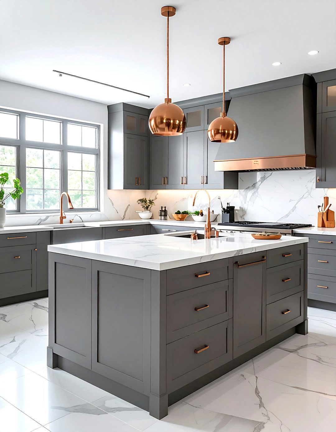 Gray kitchen with copper accents - 30 cool gray kitchen ideas