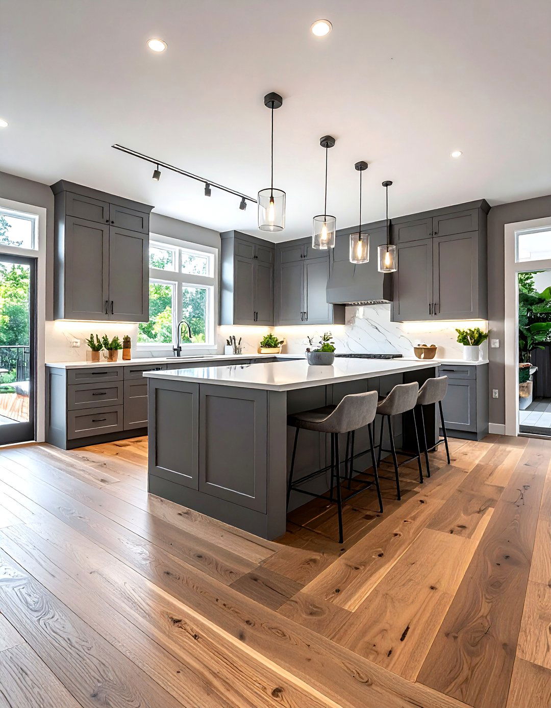 Gray kitchen with wood floors - 30 cool gray kitchen ideas