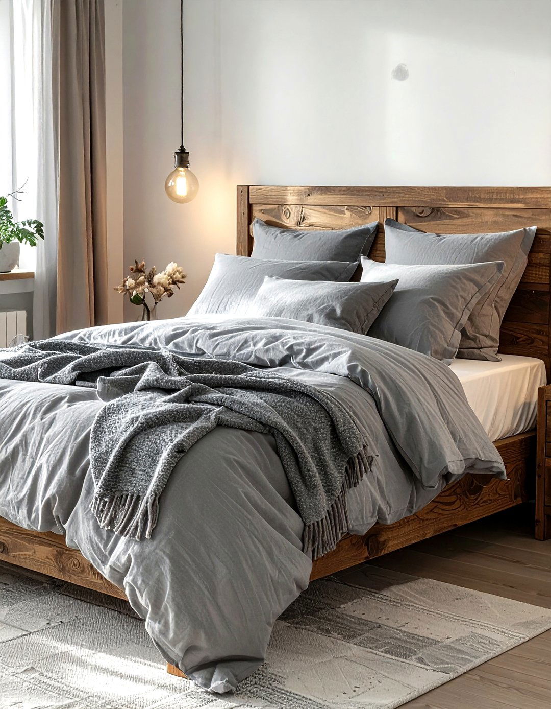 Gray linen bedding - 30 gray decor ideas