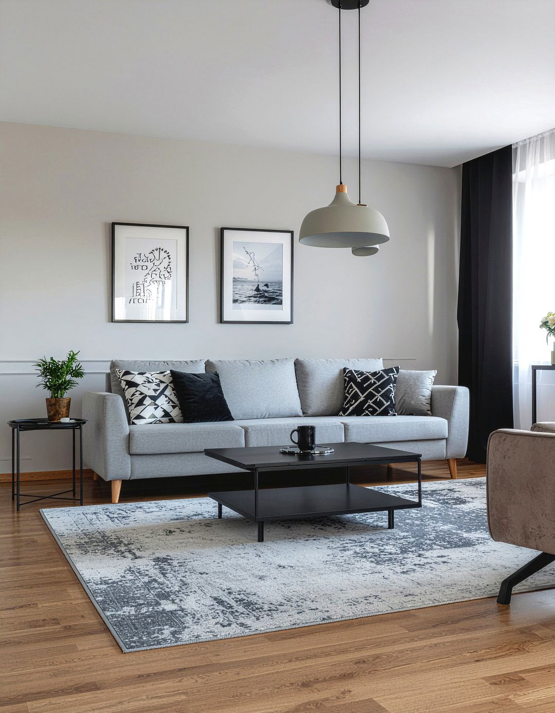 Gray living room with black accents - 30 living room gray walls