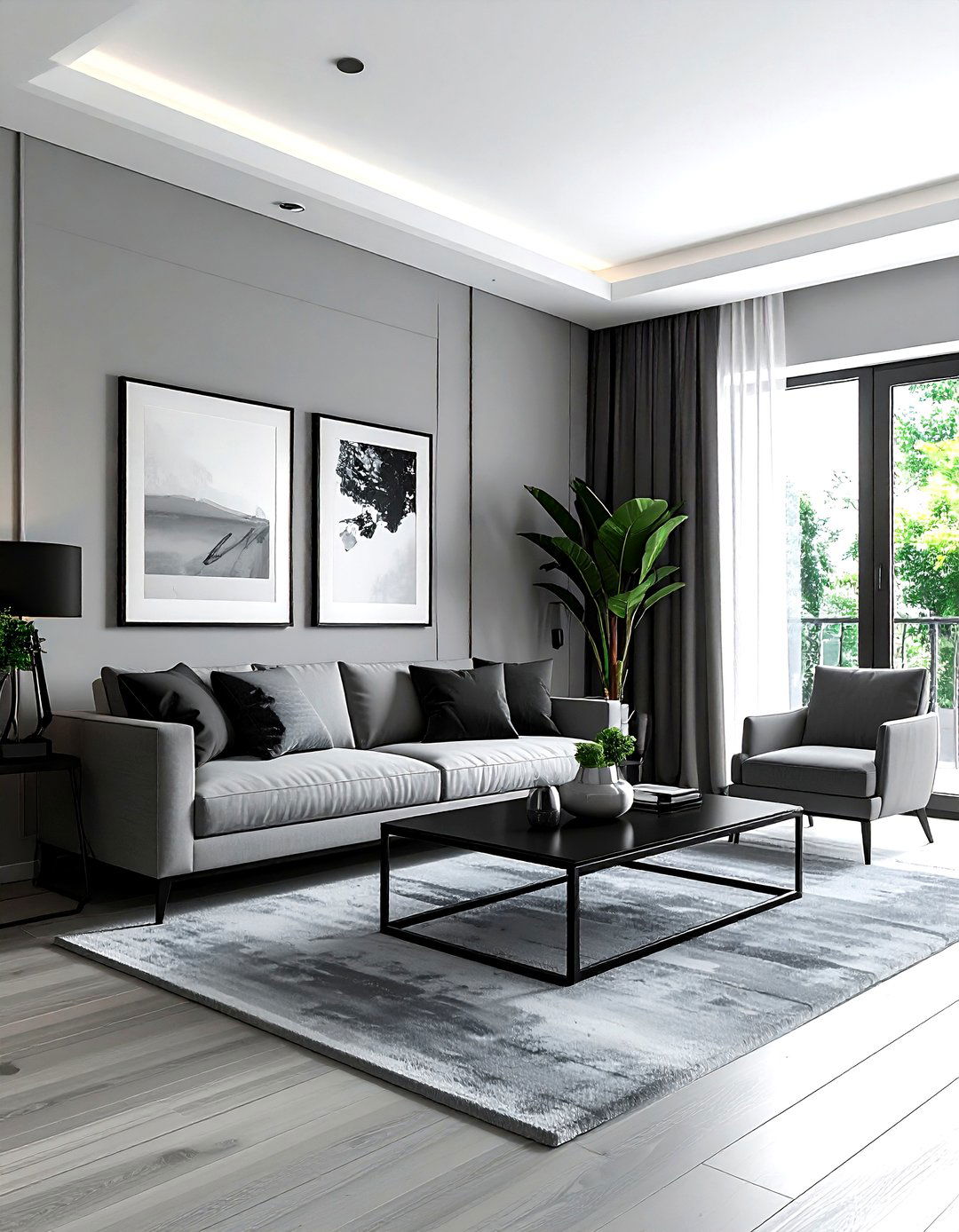 Gray living room with black accents - 30 minimalist gray living room ideas