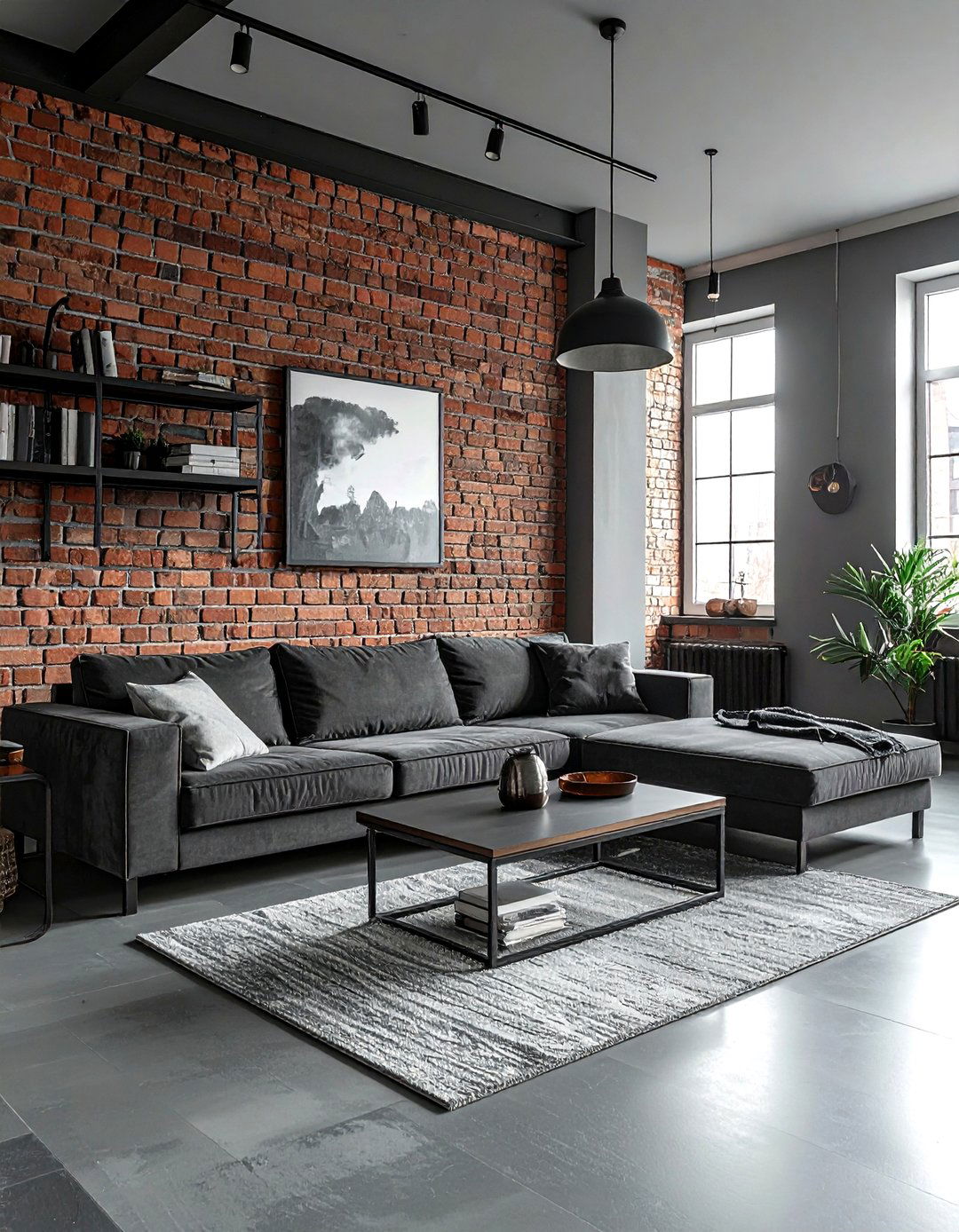 Gray living room with brick - 30 contemporary gray living room ideas