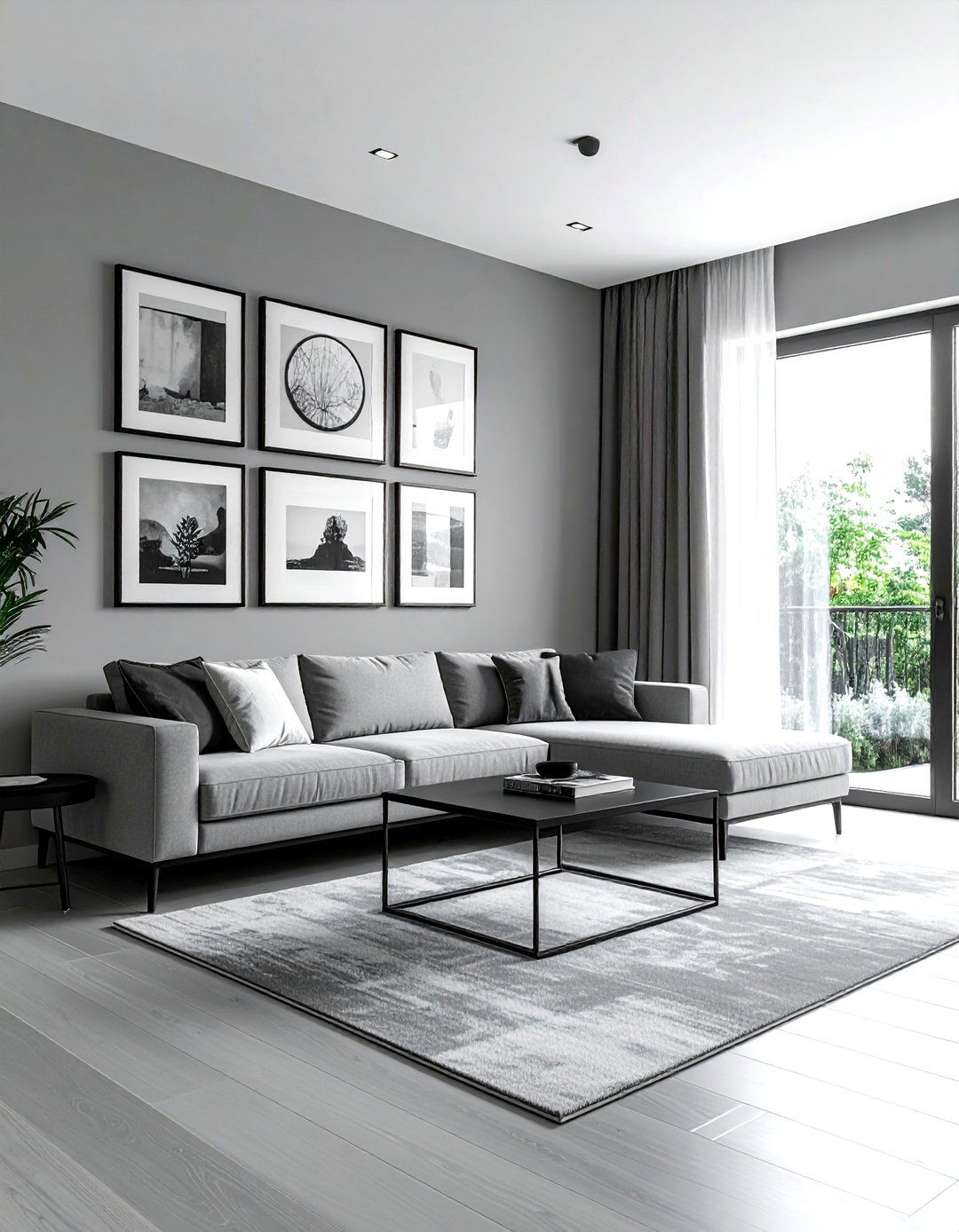 Gray living room with gallery wall - 30 minimalist gray living room ideas