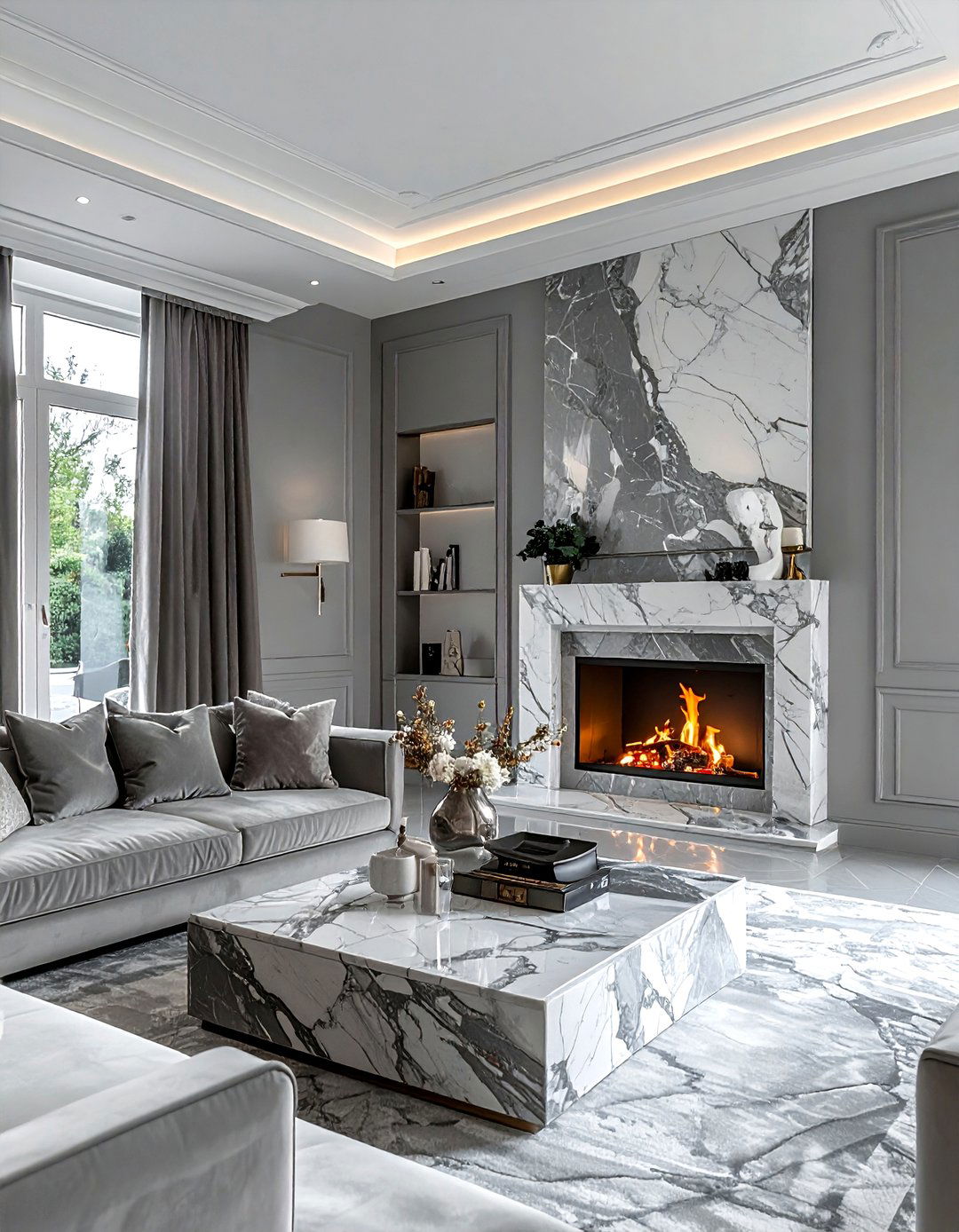 Gray living room with marble - 30 contemporary gray living room ideas