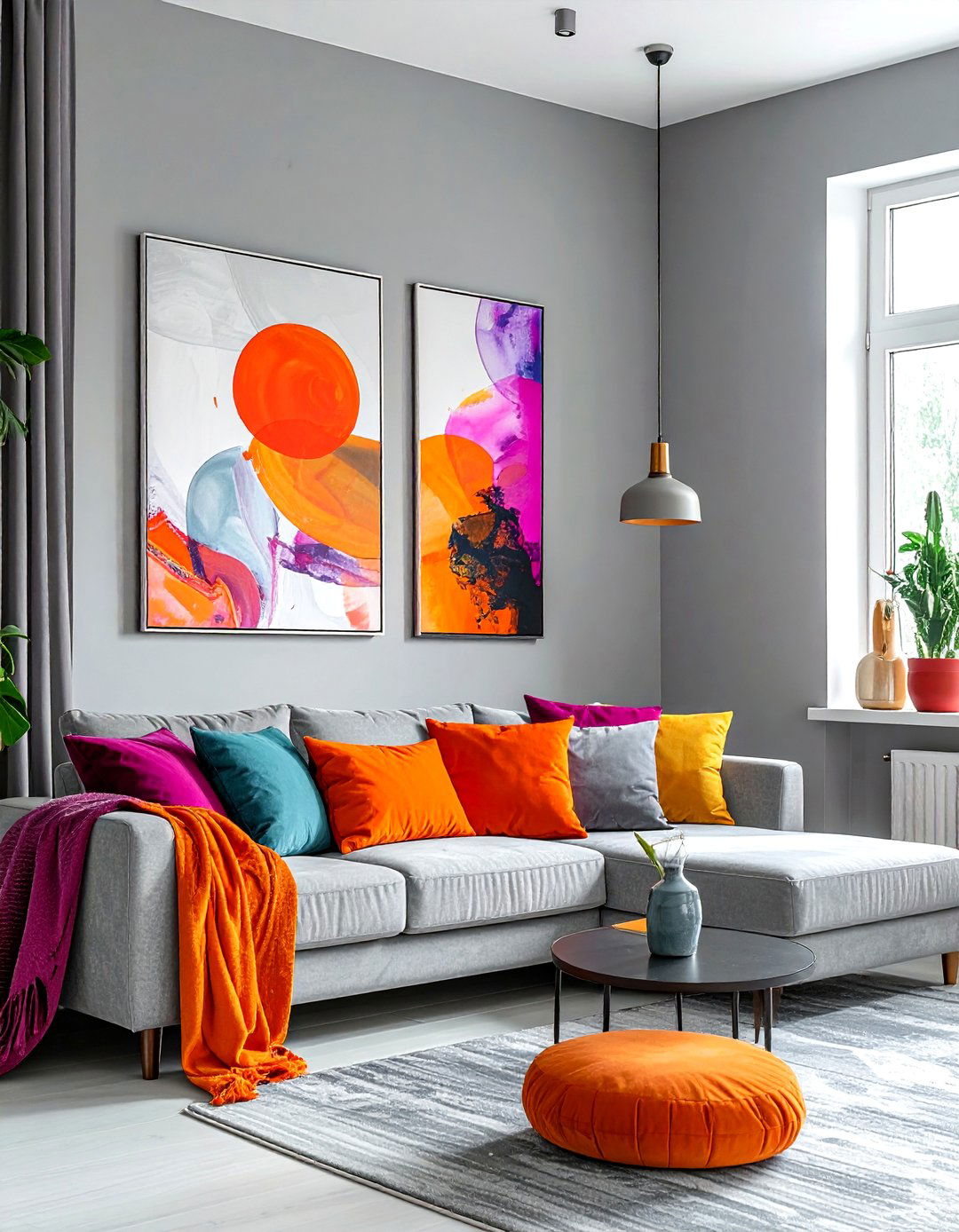 Gray living room with pops of color - 30 contemporary gray living room ideas