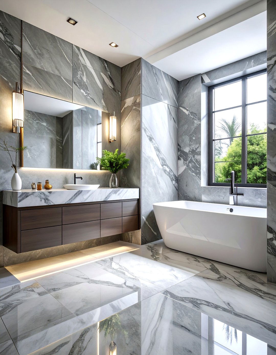 Gray marble bathroom - 30 Parisian bathroom ideas
