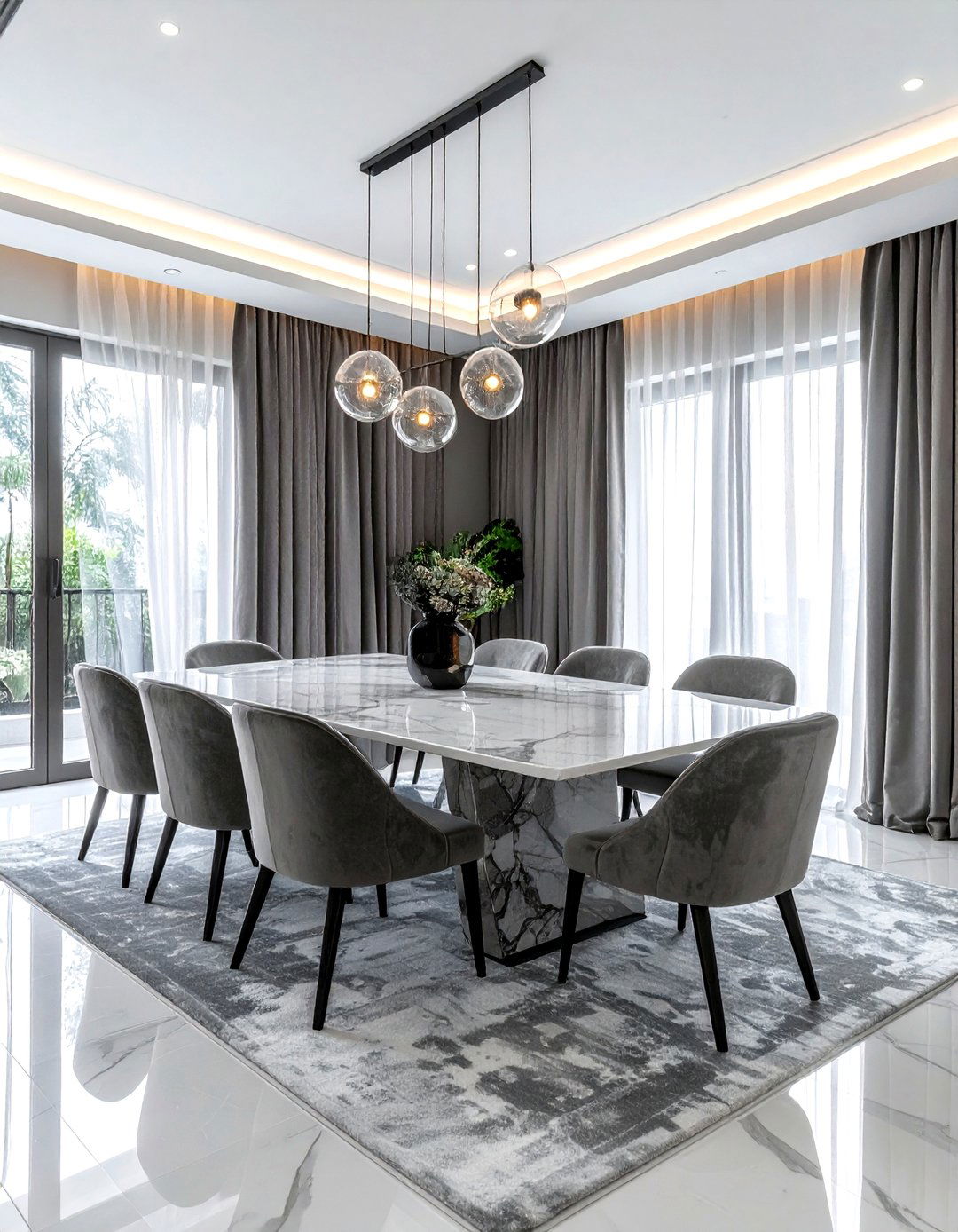 Gray marble dining room - 30 gray dining room design ideas