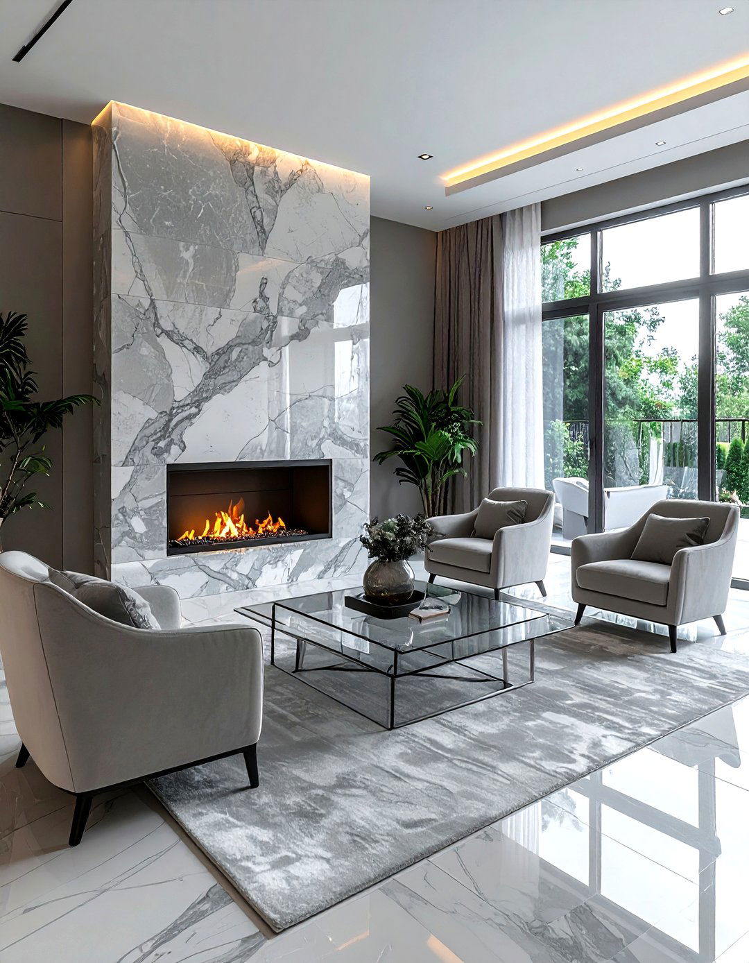 Gray marble fireplace living room - 30 modern gray living room ideas