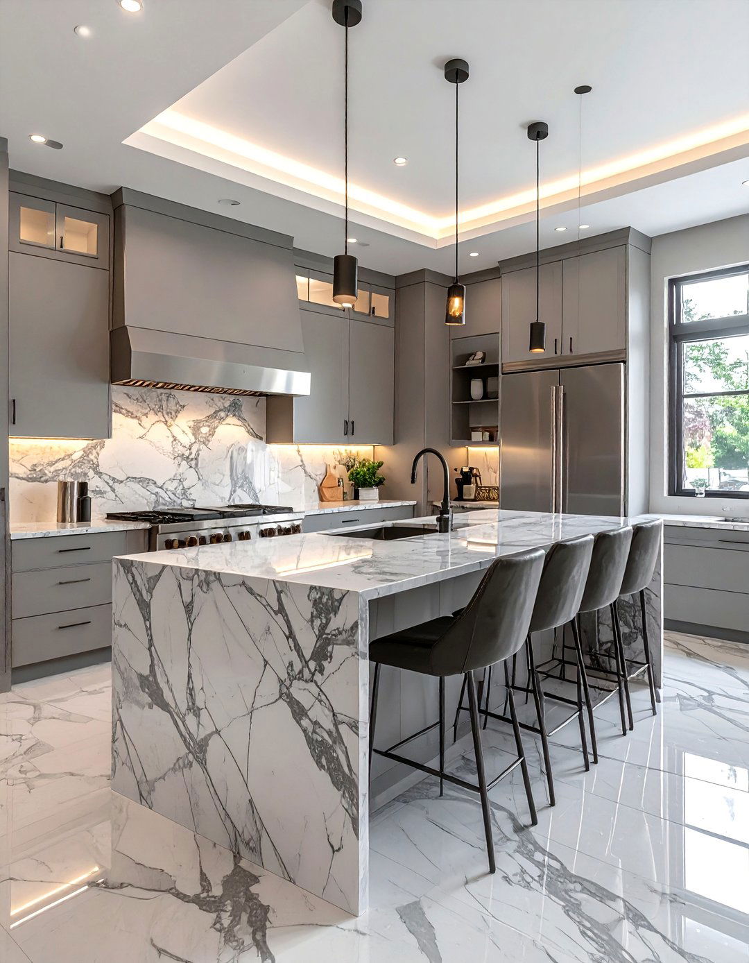 Gray marble kitchen - 30 gray decor ideas