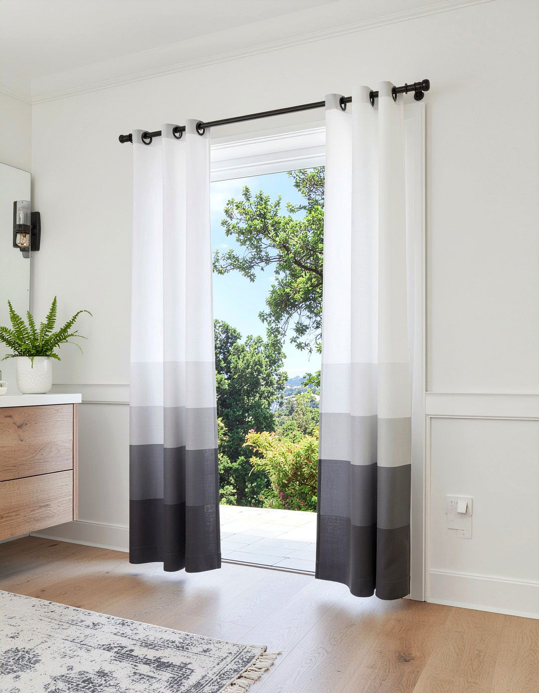 Gray ombre shower curtain - 30 bathroom curtain ideas