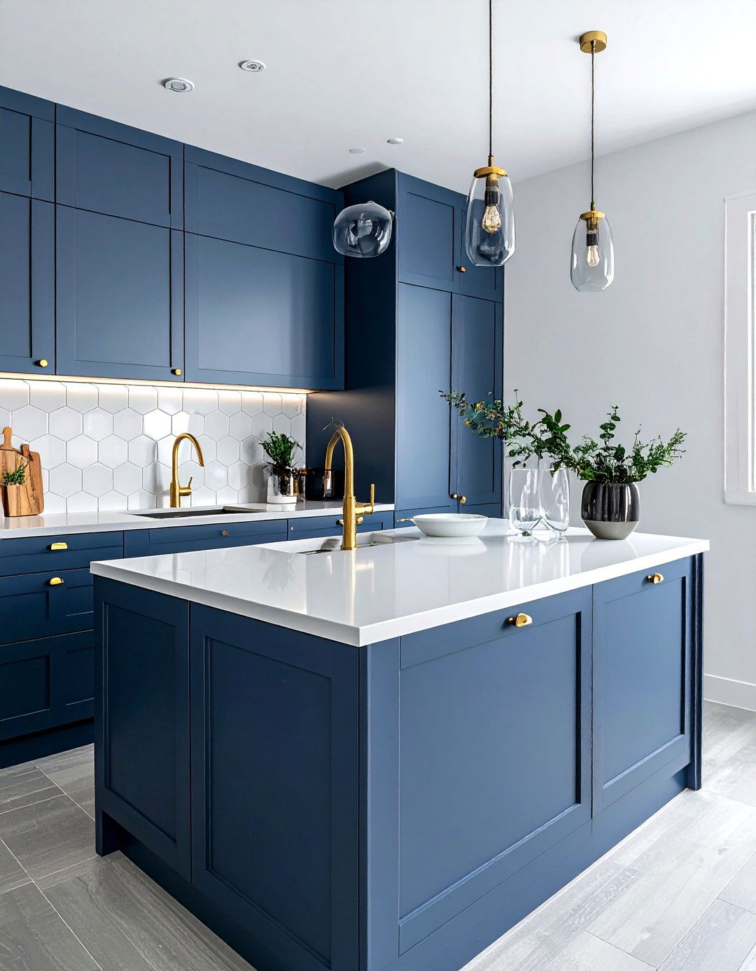 Gray porcelain hexagon tile - 30 porcelain tile kitchen backsplash ideas