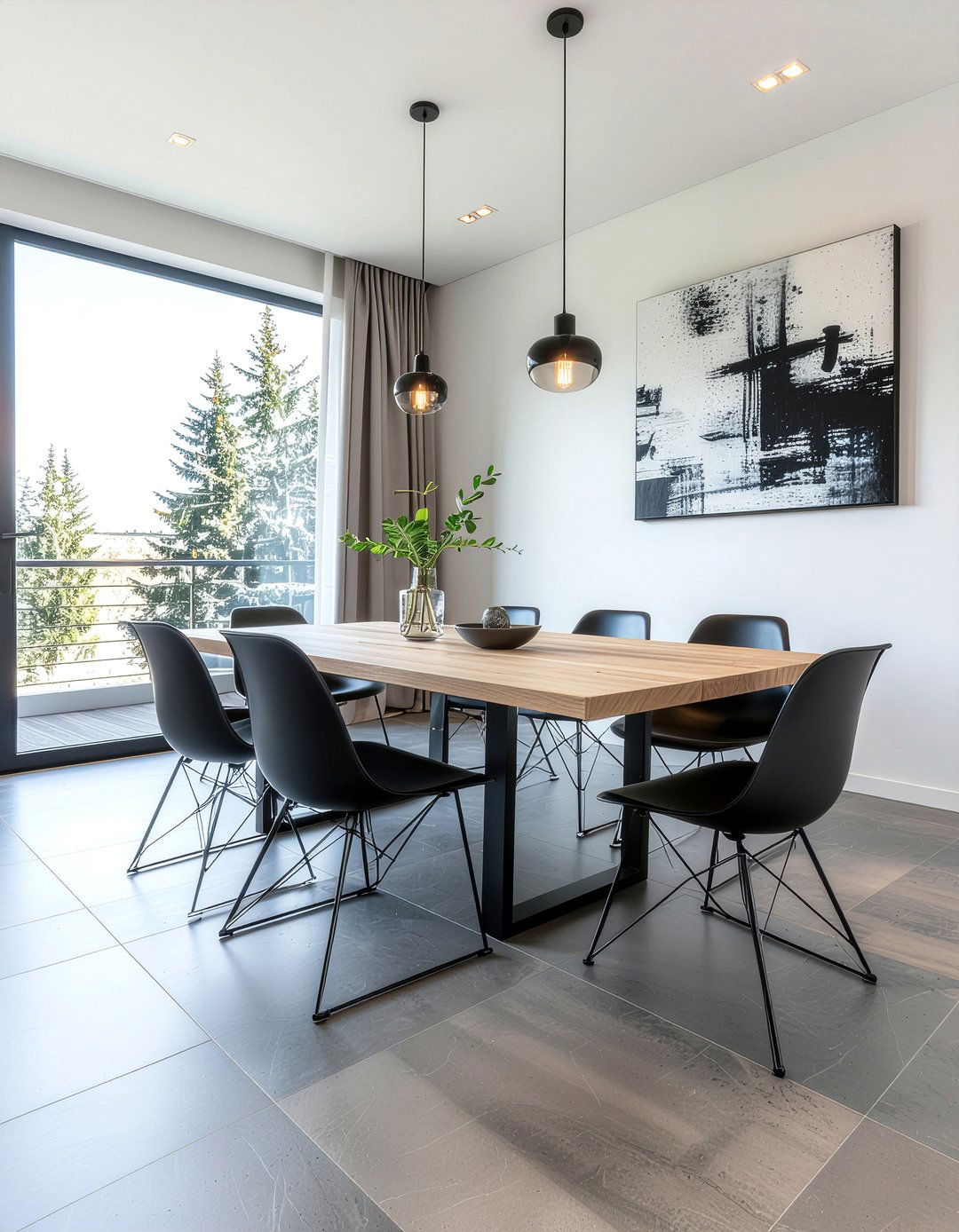 Gray porcelain tile - 30 dining room tile floor ideas