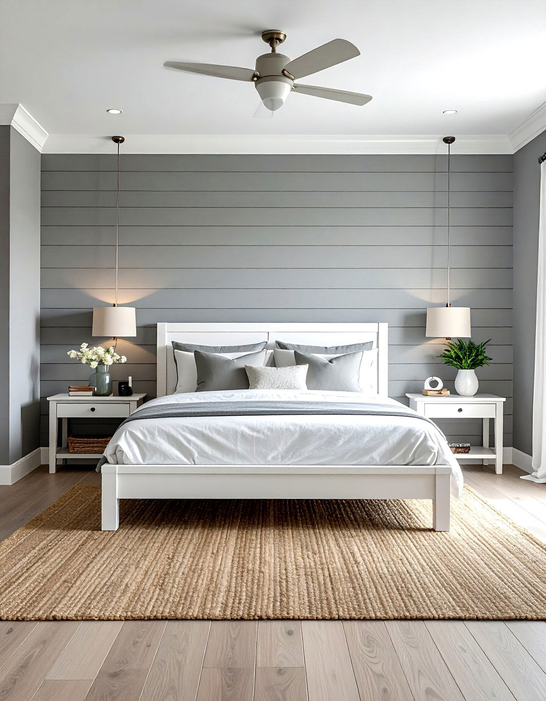 Gray shiplap wall bedroom - 30 coastal gray bedroom ideas