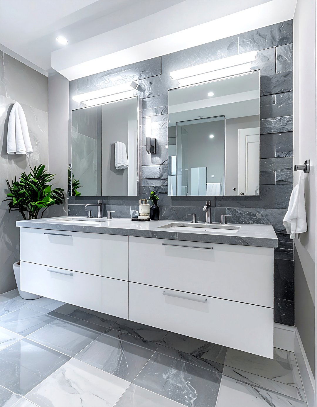 Gray slate backsplash - 30 slate bathroom ideas