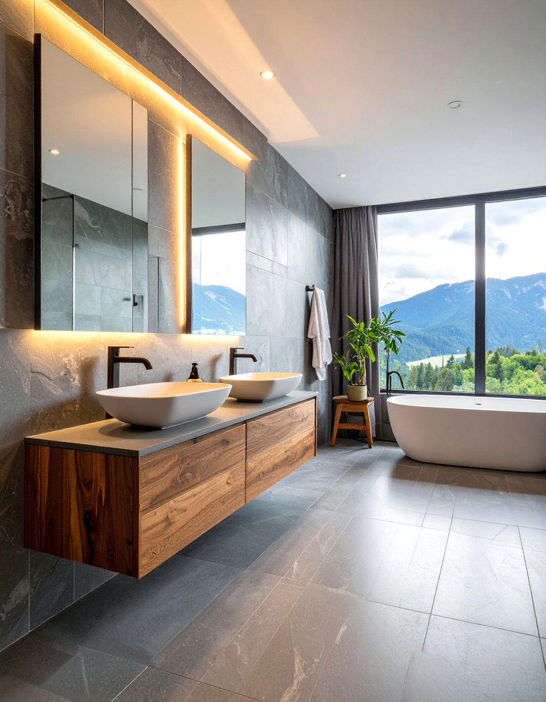 Gray slate tile - 30 bathroom wall tile ideas