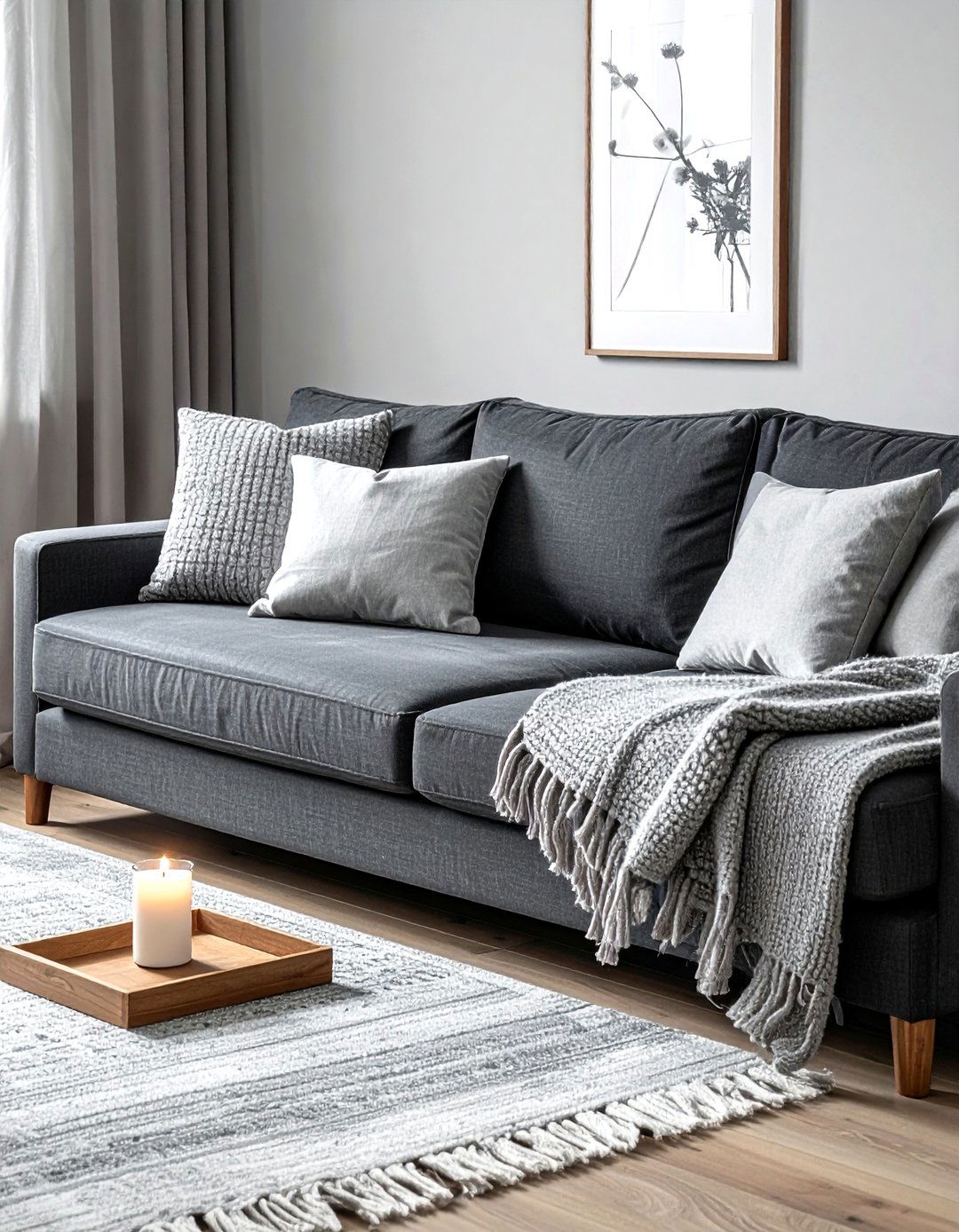 Gray sofa styling - 30 Scandinavian minimalist decor ideas