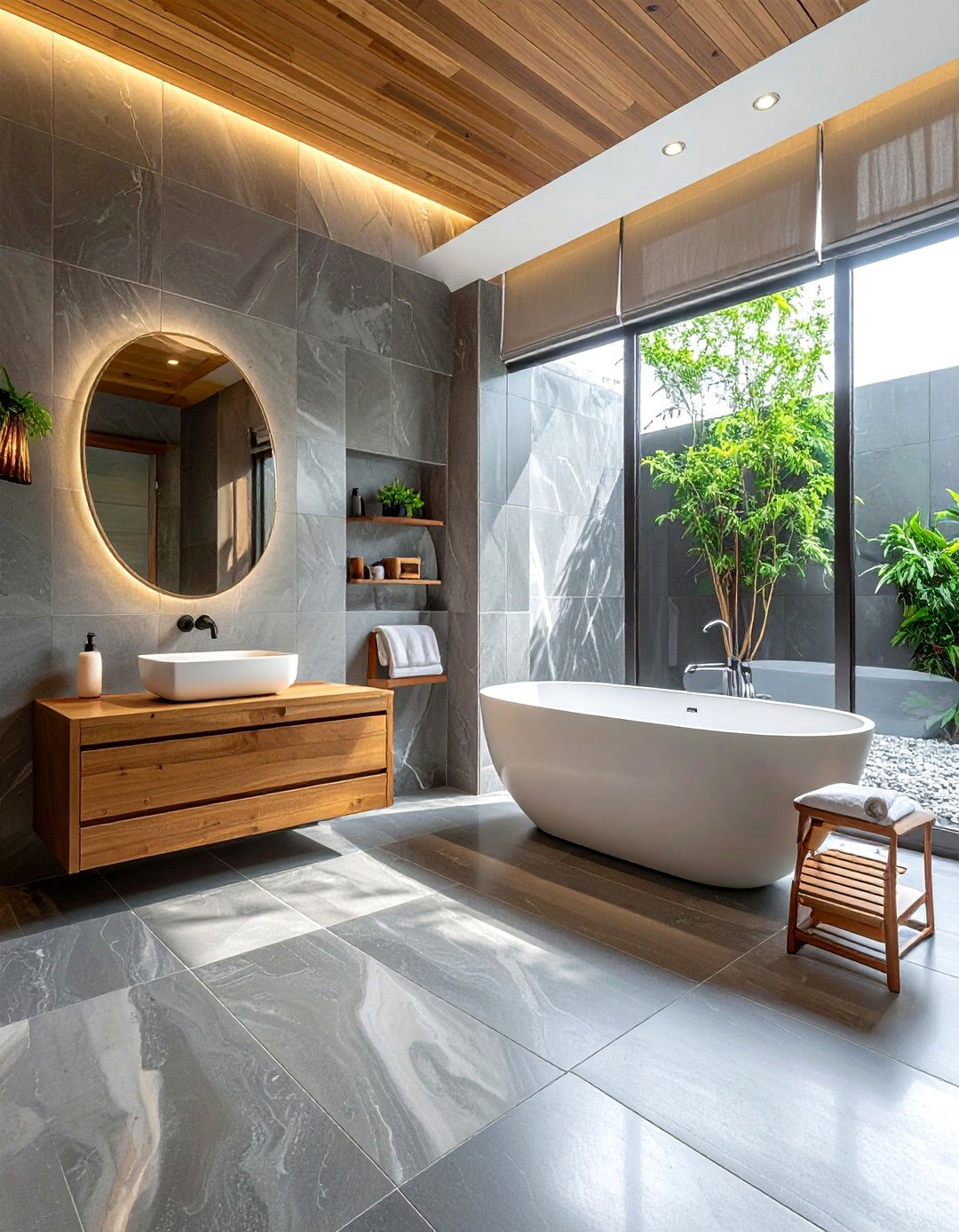 Gray stone tile bathroom - 30 Waterworks bathroom ideas